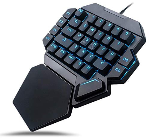 Sutinna Teclado mecánico RGB con una Sola Mano, Teclado mecánico ergonómico para Juegos con una Sola Mano Backlight con función de definición Macro