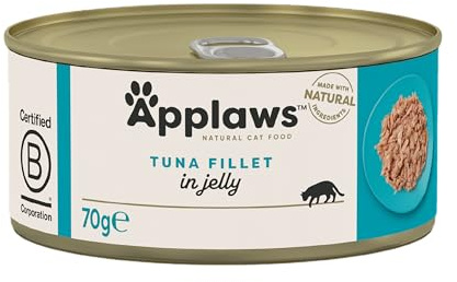Scatolette di Cibo Umido per Gatti all'Filetto di Tonno in Gelatina di Applaws - Confezione da 24 lattine da 70 g