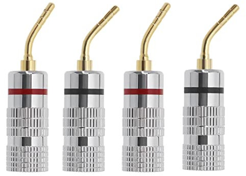 YINETTECH 4 Pezzi Connettori Per Cavi Per Altoparlanti Musicali A Banana Spina A Banana Perno Curvo Tipo A Vite Accessori Per Connettori Per Cavi Per Altoparlanti Audio In Alluminio