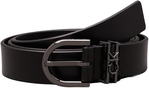 Calvin Klein CK LOOP RND BUCKLE BELT 2.5CM Fester Gürtel Damen, Schwarz (Ck Black), 80