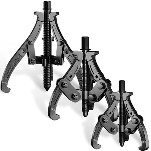 XIIW 3'' 4'' 6'' Gear Puller Set, 3 Jaw Bearing Puller with Reversible Jaws, 2 Jaw / 3 Jaw Pulley Puller Tool for Pulley Gear Bearing Flywheel Removal, 4pcs Gear Extractor Tool 1.1t/1.6t/3.0t