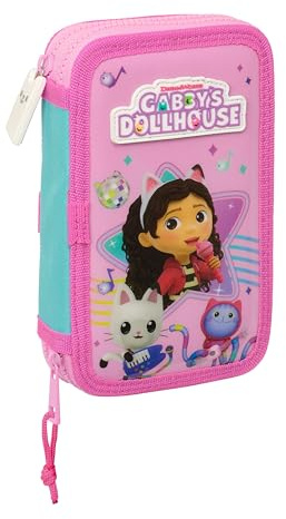 safta GABBY'S Dollhouse Party - Trousse Scolaire pour Enfant, avec 28 Outils Inclus, Pratique et Polyvalente, 12,5 x 4 x 19,5 cm, Rose Clair, Rose Clair, Estándar, Décontracté
