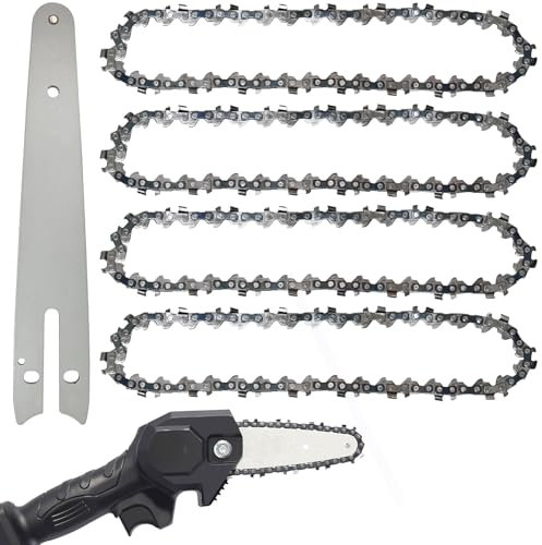 CoKeeSun 4 Piezas Cadenas de Motosierra de 6, Cadenas de Sierra, Cadena de Motosierra de Repuesto con Barra Guía de Motosierra, Cadenas de Retroceso Bajo, 1/4 LP, 37 Eslabones de Transmisión