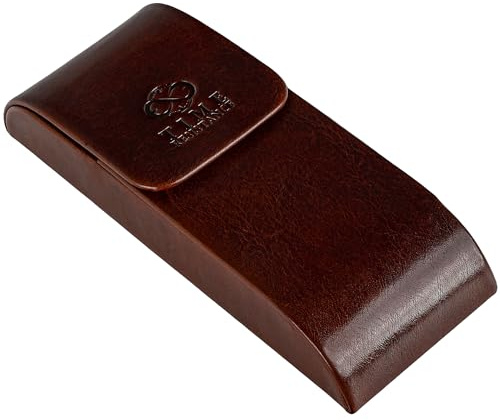 Time Resistance Estuche para Gafas de Cuero - Estuche Rígido para Gafas de Cuero - Porta Gafas