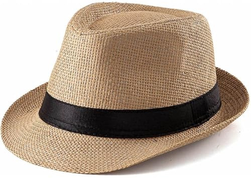 Fedora Panama Chapeau pour Homme - Protection UV à Bord Enroulé, Hatte de Paille Tissage Respirant, Style Vintage avec Protection Soleil - Idéal pour Cadeau