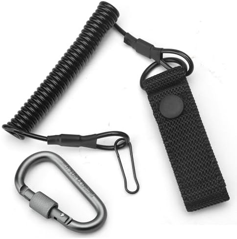 UOCAI Cordón táctico con mosquetón RSG soporte equipo de policía elástico cable en espiral Tactical Key Espiral Llavero Llavero Paracord para servicios de rescate, escalada, camping