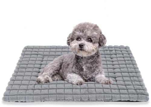 BVAGSS Dog Bed Washable Crate Mattress,Anti-Slip Memory Foam Soft Warm Pet Cushion for Small Medium Dogs, Calming Fluffy Sleeping Kennel Pad XH082 (30''x20'',Grey)