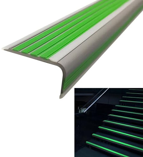 ZIHQRgE Luminoso Profilo per Bordi Scale 5cm Profilo Antiscivolo per Gradini Profilo Angolare in PVC Montaggio con Adesivo(Green,32.8 ft/1000 cm)