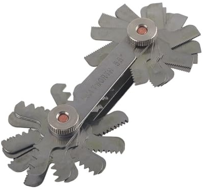 KooingTech Stainless Steel Thread Gauges Metrics and Imperial, Screw Thread Pitch Gauges Hread Plug Gage 60 and 55 Degree, Measuring Tool (52pc)