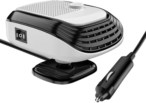 Hojalis Car Heater 12V 120W, Fast Heating Car Defroster That Plug into Cigarette Lighter, Car Demister With 2 in 1 Heating and Cooling, Automobile Windscreen Fan Can be Rotated 360° for Car, Truck