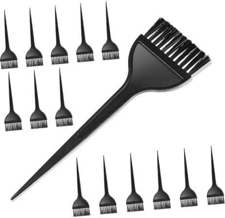 Toyvian Set da 15 Pennelli per Tintura Chioma in Plastica Riutilizzabile, Pettine Spazzola per Tintura da Salone Impugnatura Ergonomica, Applicatori Colore Chioma per Uso Professionale