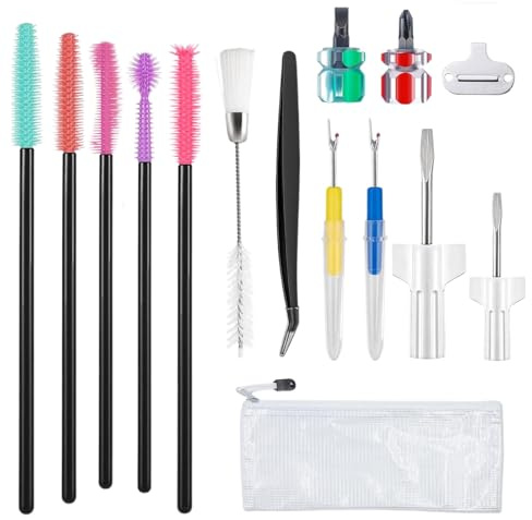 Kit di Pulizia per Macchina da Cucire - Taglia-cuci | Spazzole per Pulizia Macchina da Cucire con Custodia - Per trapuntatura, laboratorio creativo, officina, studio, scrivania, cassetto