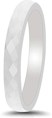 PAURO Damen Schmuck Hoch Poliert Klassisch Design Engagement Hochzeit Band Ringe Keramik Weiß Größe 62 (19.7)