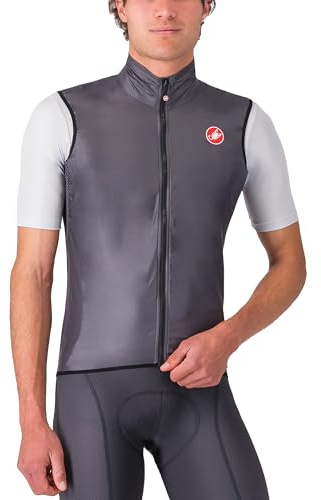 CASTELLI Men’s Aria Vest, Ultralight HIghly Packable Wind Protection for Commuting, Road Cycling and Biking - Dark Gray - Large