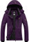GEMYSE Femme Veste de Ski Imperméable de Montagne Manteau d'hiver Extérieur en Polaire Coupe-Vent avec Capuche (Violet foncé,M)