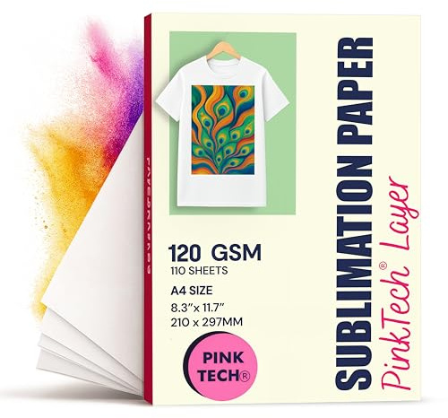 Hayes 110 Sheets Sublimation Paper 8.5x11 Inch Letter Size | 120gsm Heat Transfer Paper for Inkjet Printers | Use on Mugs, T-Shirts, Light Fabrics | Compatible With Sublimation Printers