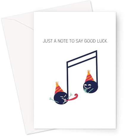 Just A Note to Say Good Luck Gratulationskort | Lycka till kort för musiker, musik ordlek lycka kort, fest musik not lycka kort