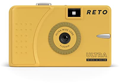 RETO Ultra Wide y Slim 35 mm - Cámara de película Reutilizable - Lente Gran Angular de 22 mm, sin Enfoque, Ligera, fácil de Usar (Amarillo Barro)