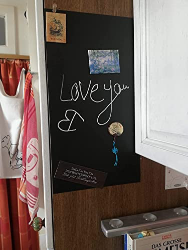Kreidetafel Memotafel Tafelfolie | A4 | schwarz | PVC-FREI | Kühlschrank Magnettafel | beschreibbar, abwischbar, magnetisch, selbstklebend | Kreide & Kreidestifte (schwarz, DIN A4 (21x29,7cm))