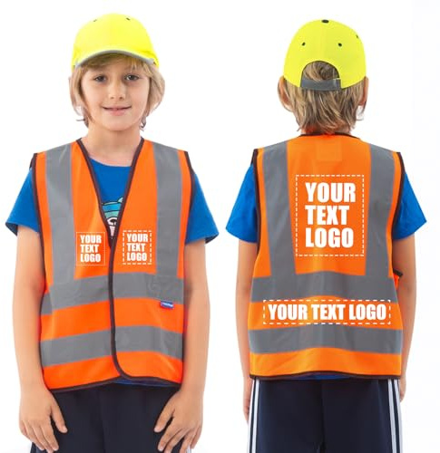 AYKRM Gilet Antinfortunistici Gilet Alta visibilità per bambini stampa personalizzata