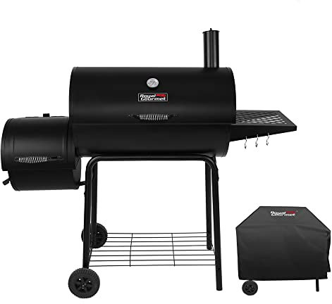 Royal Gourmet CC1830RC Barbecue au charbon de bois de 30 barils avec décalage, fumoir de 811 pouces carrés avec couvercle pour jardin, terrasse et arrière-cour, noir