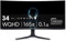 Dell ALIENWARE 34 Zoll CURVED QD-OLED Gaming Monitor - AW3423DWF, AlienFX Beleuchtungssystem, Reaktionszeit 0,1 ms, entspiegelt,