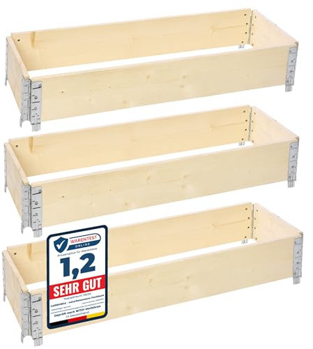 Garronda Jardinera Elevada de Madera Natural 120x40x20 cm – Huerto Urbano Modular para Jardín y Terraza, Apilable y Plegable, Ideal para Plantas, Flores, Hierbas, Frutas y Verduras, GD-0141, 3 pzs