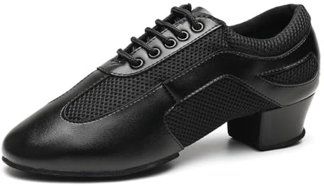 VCIXXVCE Dansskor Kvinnor Latinamerikansk Praktisk Träning Salsa Bachata Dansskor Standard Stängd Låg Klack Svart, Svart 3 5 cm, 38.5 EU