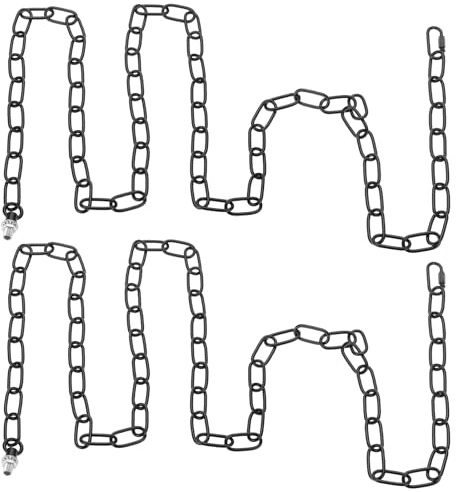 PATIKIL 10 ft Light Fixture Chain, 2 Set Lighting Chain Metal Looping Link with Quick Link Screw Lock Connectors Up to 110 lbs for Pendant Lights Chandeliers Swag Lights, Black