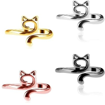 Crochet Ring - ShiningUU 4PCS Cat Ear Crochet Rings for Fingers | Adjustable Metal Tension Ring with Yarn Guide | Ergonomic Crochet Accessories for Knitting, Amigurumi DIY Crafts | Cute Crocheting Gif
