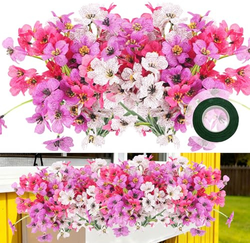 msymsyu 7st Konstgjorda Blommor för Utomhusdekoration, 35 cm Blommor för Utomhus, Väderbeständiga Konstblommor, för Balkongdekoration, Hus, Fester och Inomhus (3 färger)