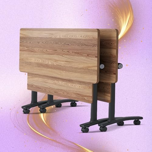 Conference Table, Folding Conference Room Tables with Wheels Training Flip Top Nesting Modular Table, Stackable Rolling Conference Tables for Modern Mobile Office Meeting 2 Pack 63