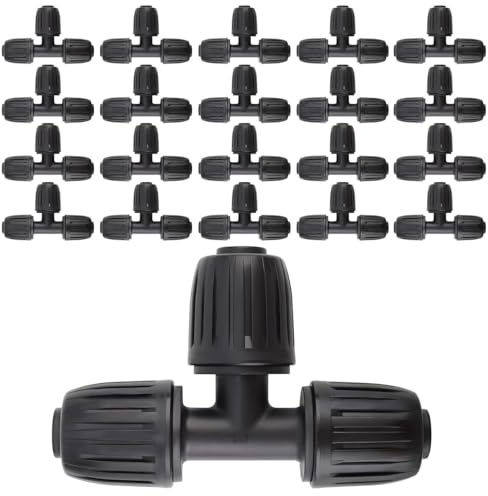 20Pcs 1/2 Pollici Raccordi di irrigazione Connettori a Tee per tubi di irrigazione da 16 mm, connettori a goccia linea Goof Plug per irrigatore giardino prato sistema