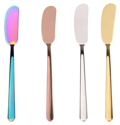 Cuchillos para mantequilla, espátulas para queso, cuchillos untadores de mantequilla para cocina, restaurante, fiesta, para cortar o untar mantequilla, queso, mermelada (chapados en oro, plata, colore