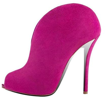 Stivaletti da Donna con Tacco a Spillo e Punta Aperta, Stivaletti Bassi con Tacco e Décolleté alla Moda, Sandali con Tacco Alto Sexy e Comodi per Feste e Balli di Fine Anno,Rose Red,44 EU
