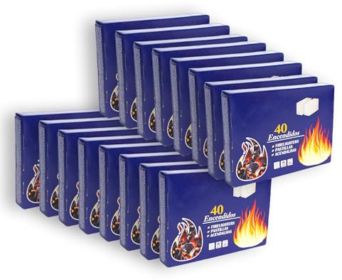 Pack 12 Pastillas de Encendido para Barbacoas y Chimeneas, Encendedor Sólido para Carbón y Leña, Encendido Rápido y Seguro, Ideal para BBQ, Estufas y Camping