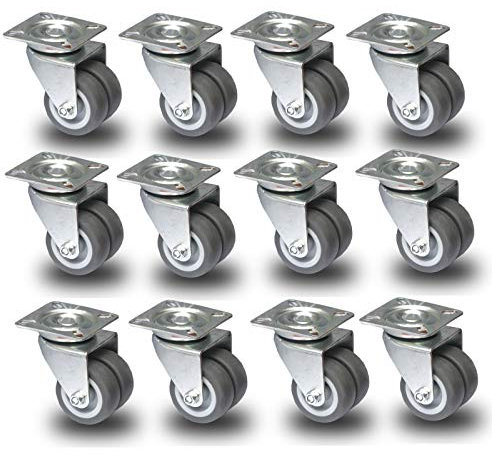 PRIOstahl® - Ruedas dobles para aparatos, ruedas giratorias, 50 mm, 4 ruedas, 8 ruedas, 12 rollos