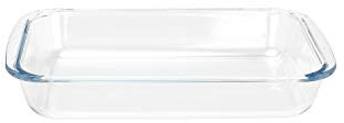 FOYO Basics Tempered Glass Baking Dish, 1.6 Quart Clear Oblong Dish Set, Casserole Dish Cooking Oven Bake