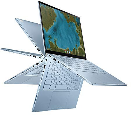 ASUS Chromebook Flip C433 2 in 1 Laptop, 14 Touchscreen FHD NanoEdge Display, Intel Core m3-8100Y Processor, 8GB RAM, 64GB eMMC Storage, Backlit Keyboard, Silver, Chrome OS, C433TA-AS384T