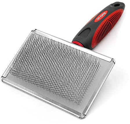 Tuff Pupper Slicker Brush | Large Comb Head for Medium & Large Dogs | Removes Shedding Fur, Tangles & Mats | Grooming Tool