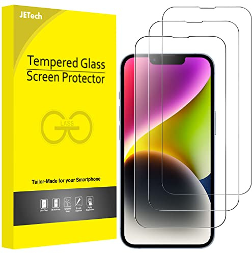 JETech Protector de Pantalla Cobertura Completo para iPhone 14 Plus 6,7 Pulgadas, Cristal Vidrio Templado 9H Amigable para Funda, HD Transparente, 3 Unidades