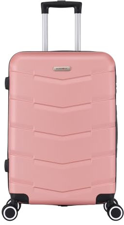 TROLLEY ADC - Valise Cabine 55x34x23 - Rigide, Légère 2,5 Kg - 39 litres - 4 Doubles Roues Silencieuses - Maniable, Pratique et Étanche - Collection Wall - Rose Gold