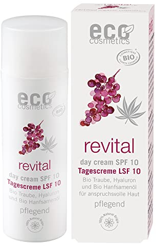 ECO revital Tagescreme LSF 10 50 ml mit Bio Traube, Hyaluron und Bio Hanfsamenöl - Cosmos Organic