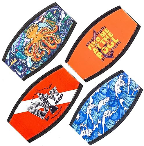 Tauchen Maske Slap Straps Vintage stil Abdeckung Neopren Schwimmen Goggles Brille Gurt Kopf Band Teile Zubehör Für Tauchen Schwimmen Schnorchel Freitauchen Wasser Sport 4PC, Blau, Medium