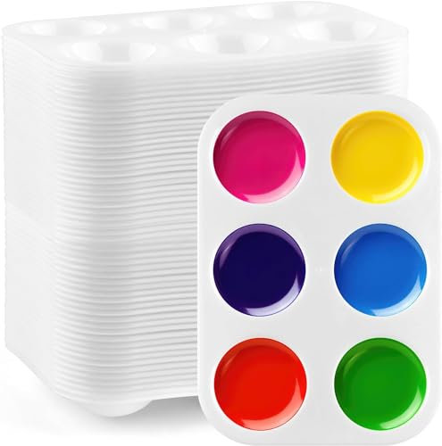 JMIATRY 80 Stück Mischpalette Kunststoff, Weiße Kunststoff Mischen für Malerei, Basteln, Kunstmalerei, 12.5x8.7x1cm