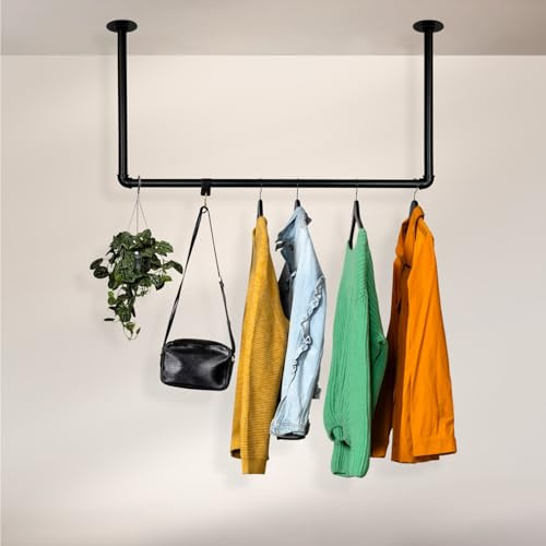 RSR Hangers Klädstång garderob industriell design för tak | bredd 60 cm x höjd 50 cm | Garderobstång | Omklädningsrum | Sovrum | Garderob | Klädhängare | Klädgarderob