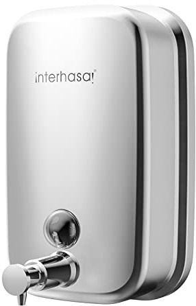 interhasa! Seifenspender Edelstahl Wandbefestigung Wandmontage, seifenspender Wand 500ml,Flüssigseifenpumpe für Küche Polierte,Handseifenspender