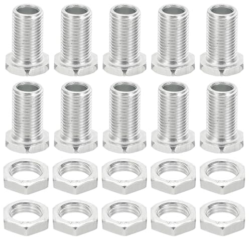 PATIKIL Kit Bulloni Esagonali M10x20mm e Dadi, 10 Set Viti Cave a Filettatura Fine Assortimento Bullone Testa Esagonale Attraverso Foro Fissaggio Lampadario Fasteners