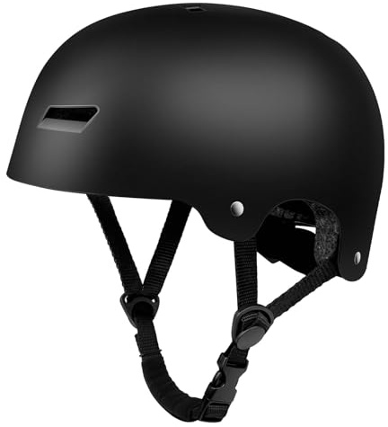 Casco Bici da Uomo/Donna, Regolabile Misura Caschi da Adolescenti, Cascos da Skateboard, Casco da Elettrico Bicicletta, Cascos da Elettrico Skateboard (Nero, L)