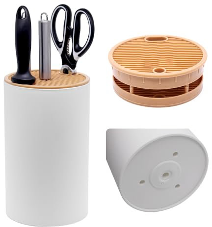 NVGFTG Ceppo Coltelli Vuoto, Ceppo Portacoltelli, Ceppo Coltelli da Cucina Vuoto, Universale Porta Coltelli Cucina Rotondo Senza Coltello, Portacoltelli da Cucina con Foro Scarico